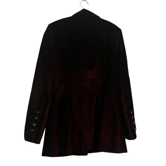 Inas de la Fressange Velvet Blazer Purple Long Line Vintage FLAW Whimsy Goth - Picture 5 of 12